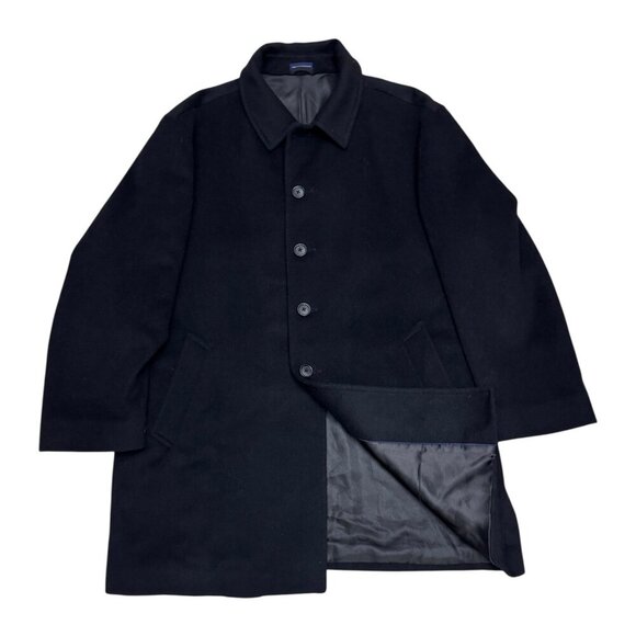 STAFFORD Wool Blend Luxury Designer Black Business Casual Pea Coat Mens XL - 46R - Picture 1 of 7